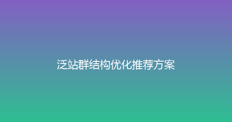 泛站群结构优化推荐方案 封面图
