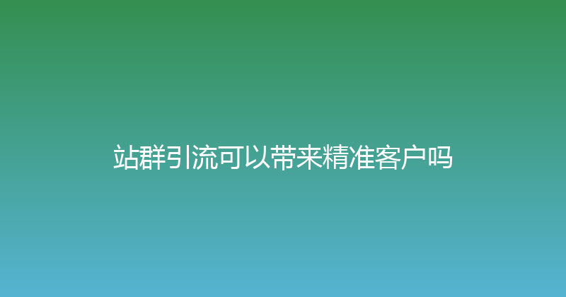 站群引流可以带来精准客户吗 封面图