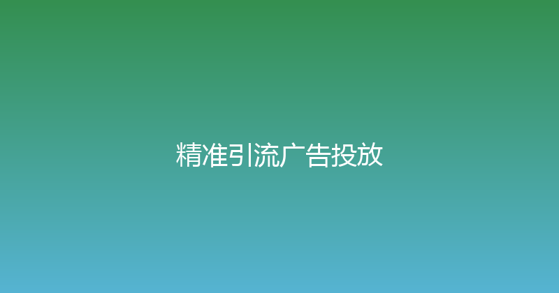 精准引流广告投放 封面图