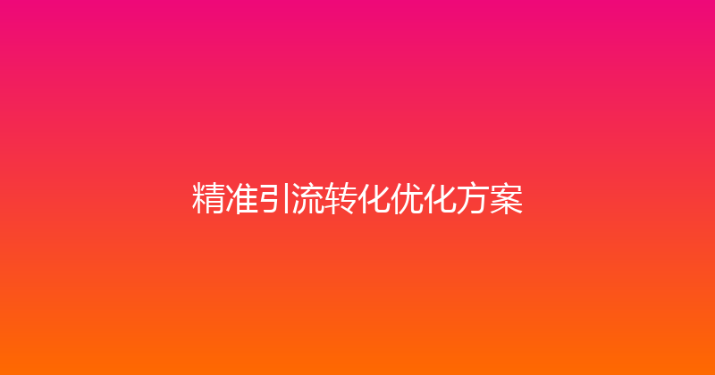 精准引流转化优化方案 封面图