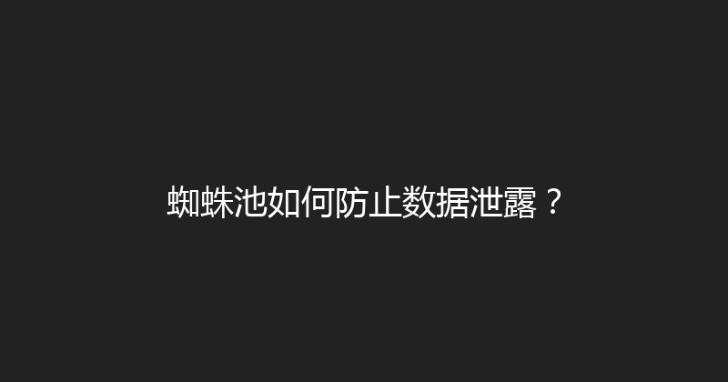 蜘蛛池如何防止数据泄露？ 封面图